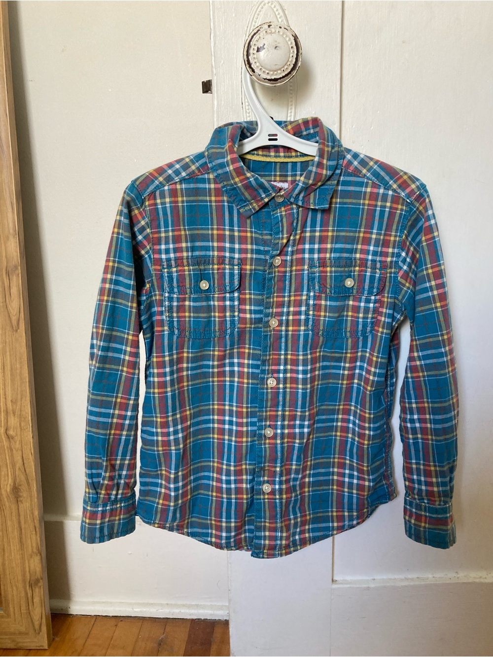 Carter's Teal and Red Plaid Button-Front Shirt